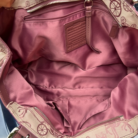 Coach Signature All Over Carriage Leather Satchel -Light Purple Y2K - Picture 4 of 13